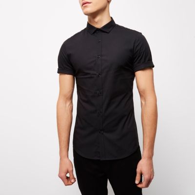 Black short sleeve skinny fit shirt